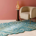 Turquoise Hand Tufted Woollen And Viscose Rug