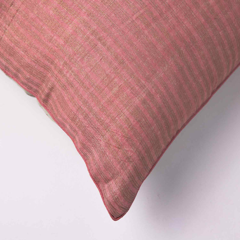Resham Silk block printed and gold printed Cushion Cover