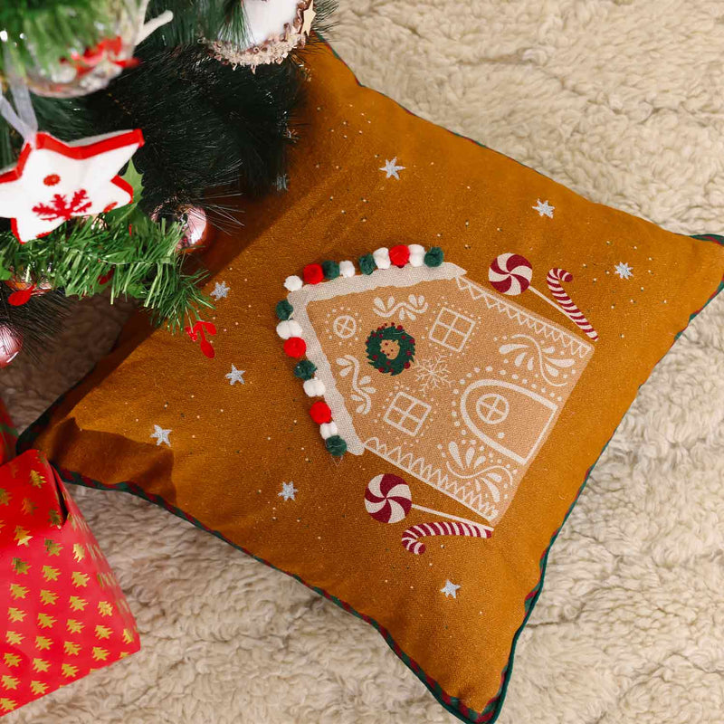 Gingerbread Gingerbread Digital Printed Cotton Linen Cushion Cover