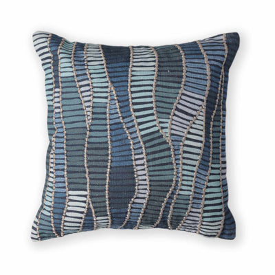 Cobalt Echoes Digital Printed Cotton Cushion Cover