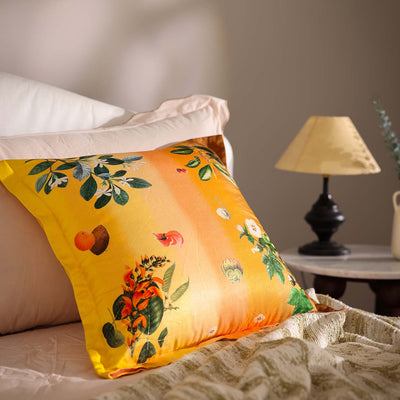 Golden Grove Digital Printed Woollen And Silk Cushion By Mariella Ienna