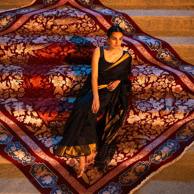 Arabesque Hand Knotted Woollen And Silk Rug By Ashdeen