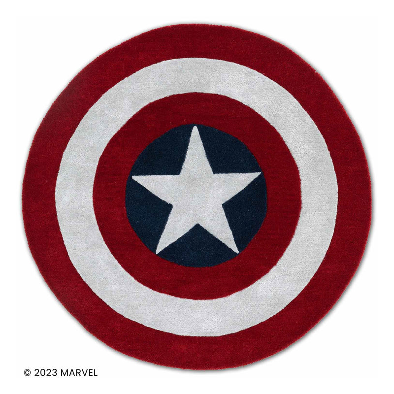 Captain America Shield Hand Tufted Woollen And Viscose Round Rug