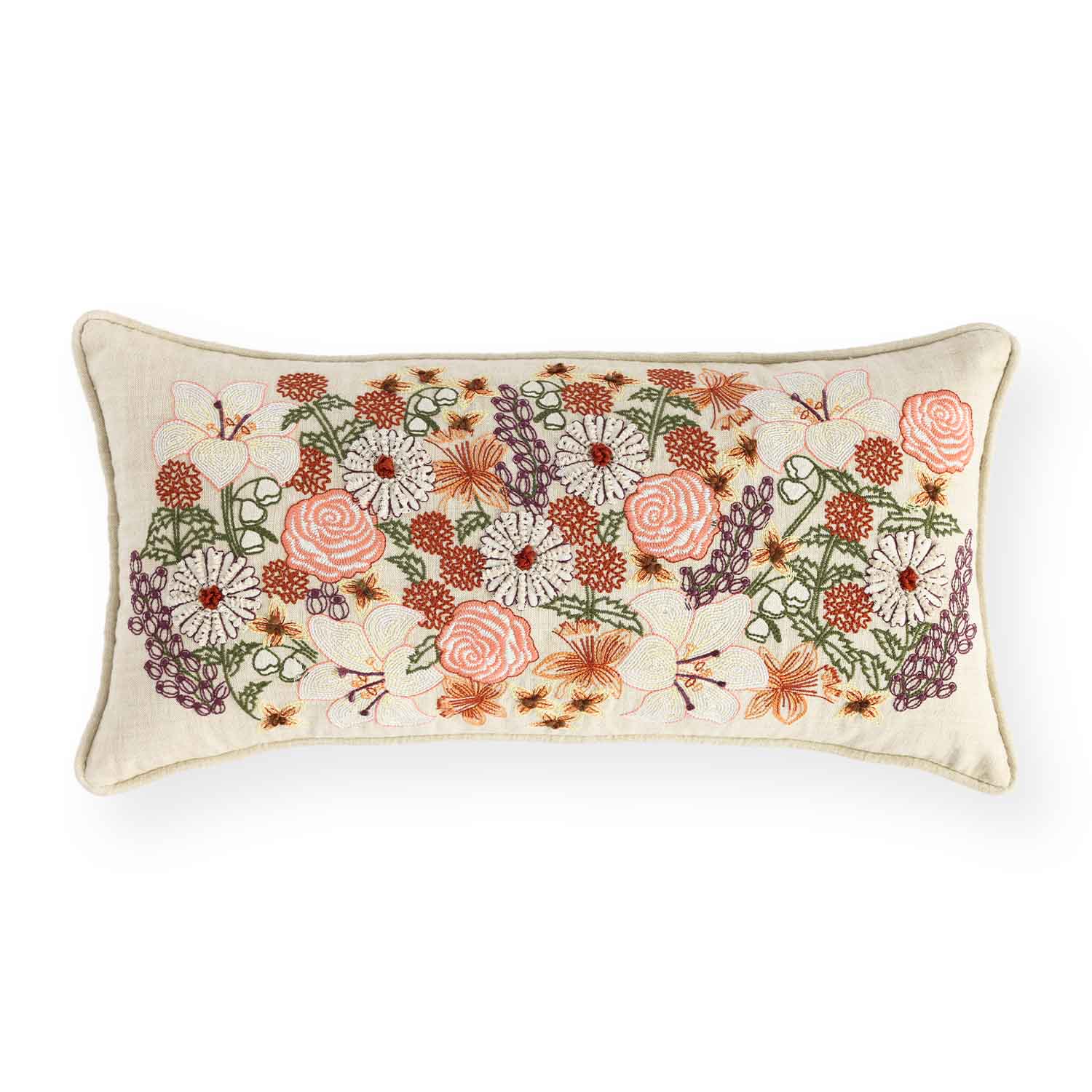 Fleurhaven Embroidered Cotton Lumber Cushion Cover
