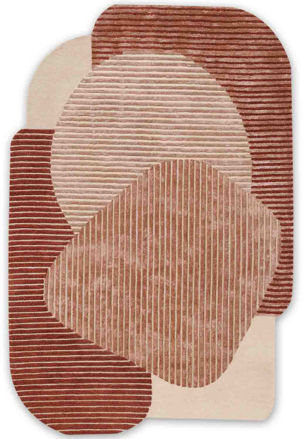 Rose And Rust Hand Tufted Wool And Viscose Rug