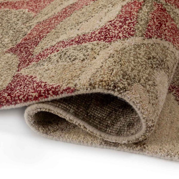 Rosso Hand Knotted Woollen And Silk Rug By Mariella Ienna