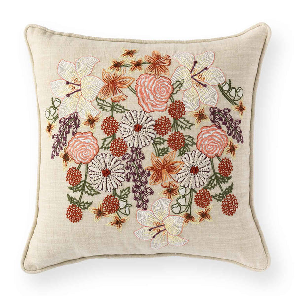 Fleurhaven Embroidered Cotton Cushion