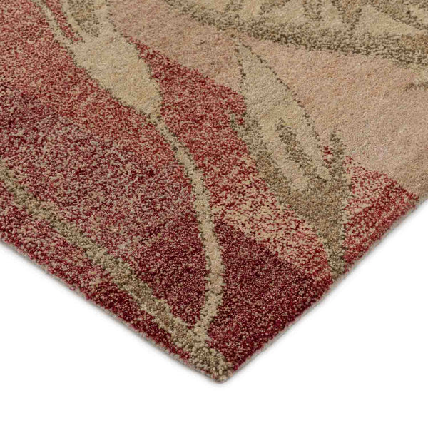 Rosso Hand Knotted Woollen And Silk Rug By Mariella Ienna