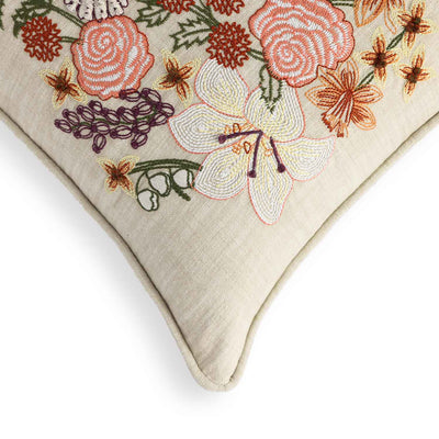 Fleurhaven Embroidered Cotton Cushion