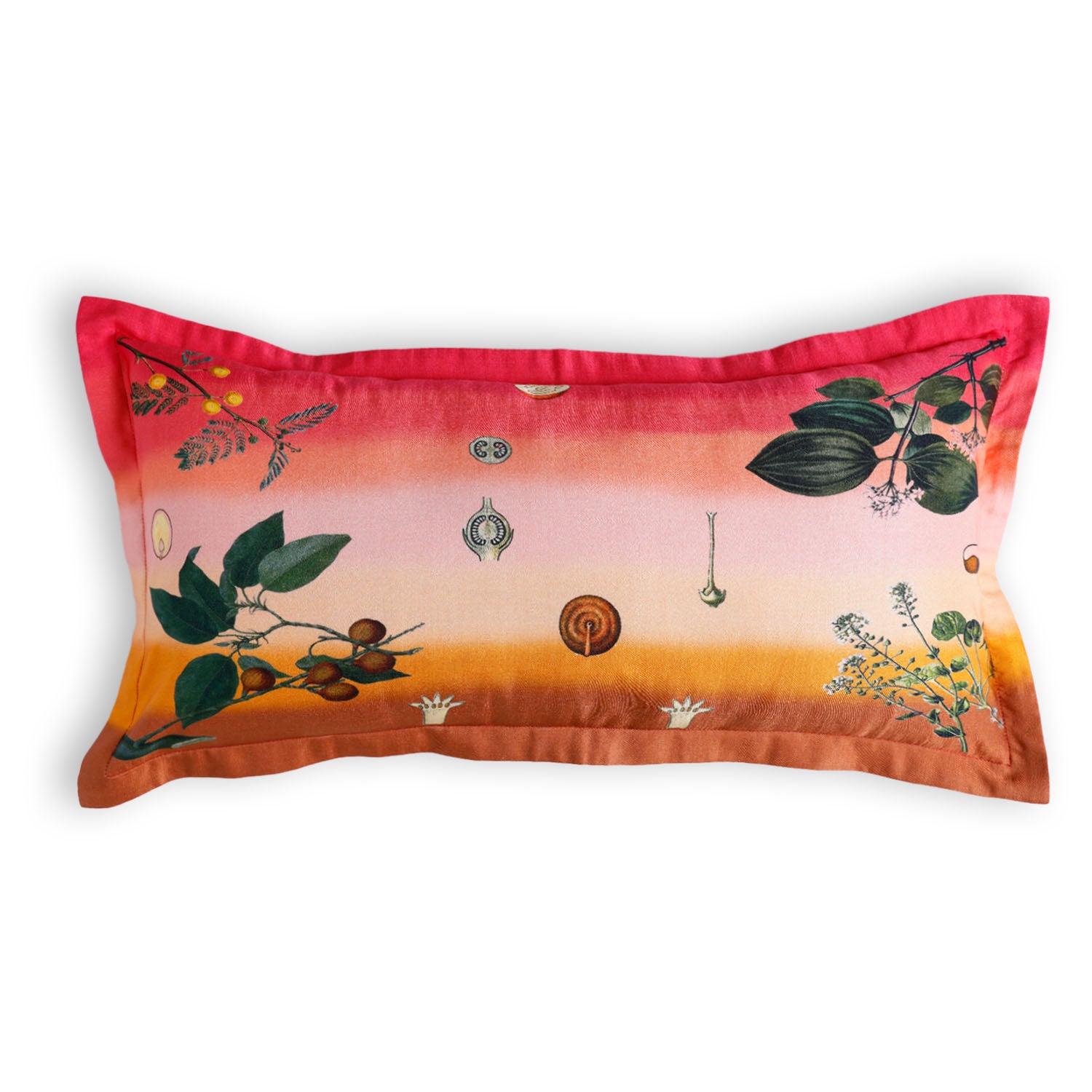 Wildflower Digital Printed Woollen And Silk Lumbar Cushion By Mariella Ienna