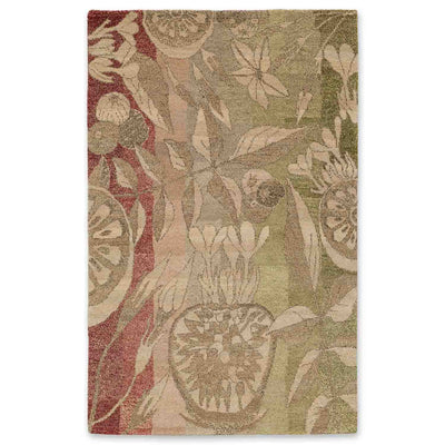 Rosso Hand Knotted Woollen And Silk Rug By Mariella Ienna