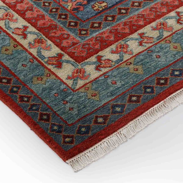 Twin Medallion Field Hand Knotted Wool Rug