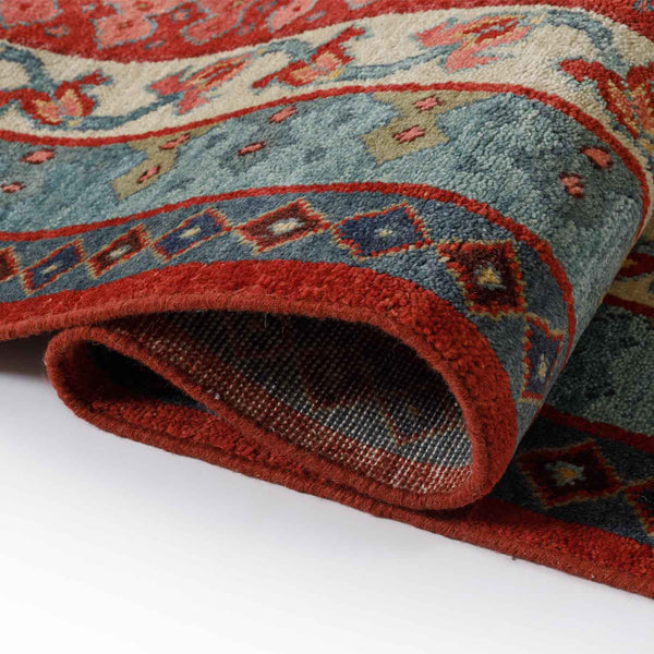Twin Medallion Field Hand Knotted Wool Rug