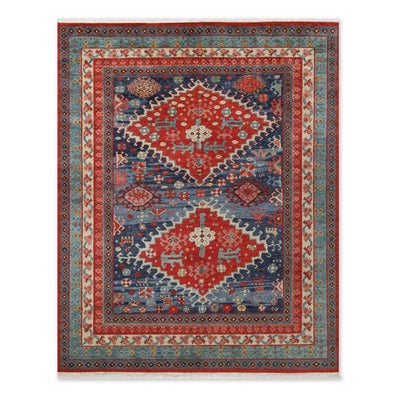 Twin Medallion Field Hand Knotted Wool Rug