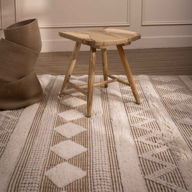 Diamond Flat Weave Wool And Jute Dhurrie