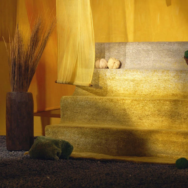 Gold Hand Knotted Woollen And Silk Rug