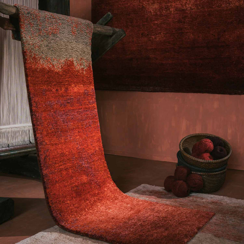 Scarlet Hand Knotted Woollen And Silk Rug