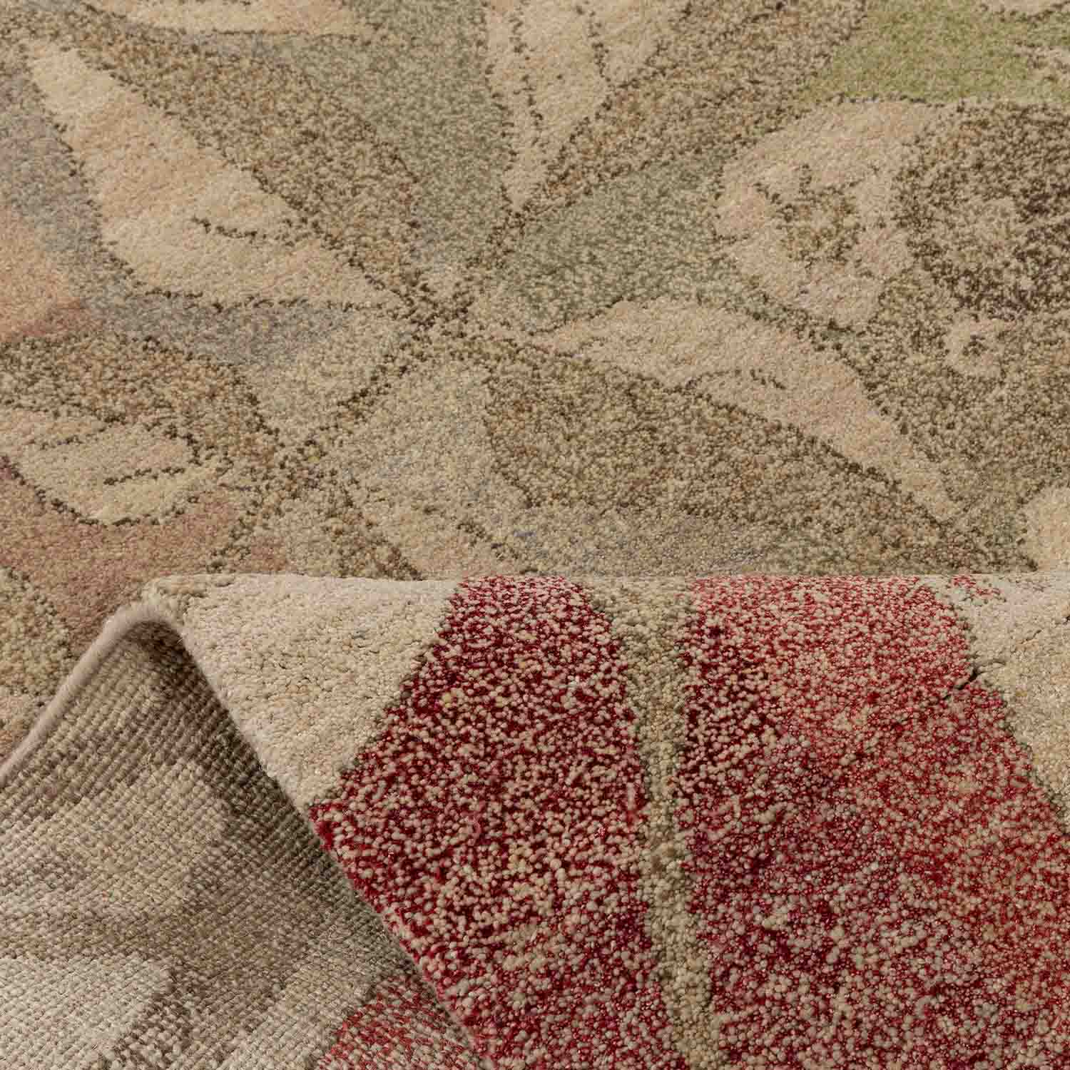 Rosso Hand Knotted Woollen And Silk Rug By Mariella Ienna