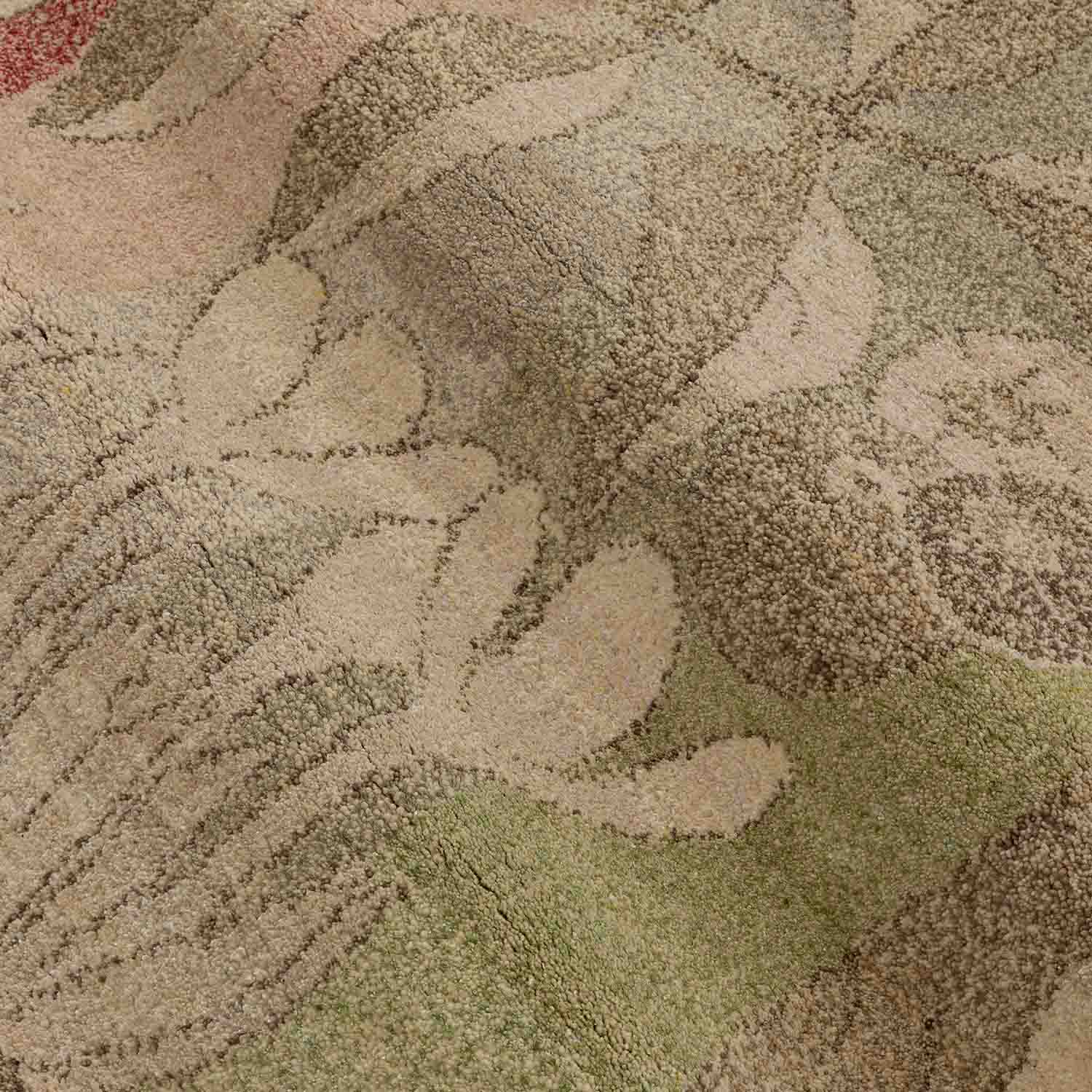 Rosso Hand Knotted Woollen And Silk Rug By Mariella Ienna
