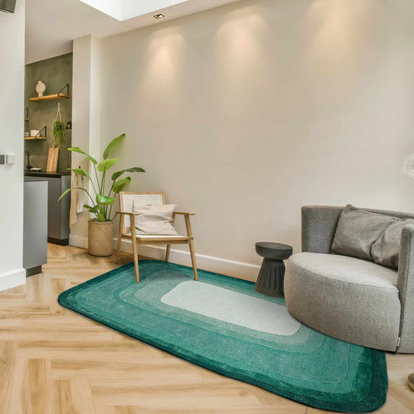 Green Vortex Woollen And Viscose Rug