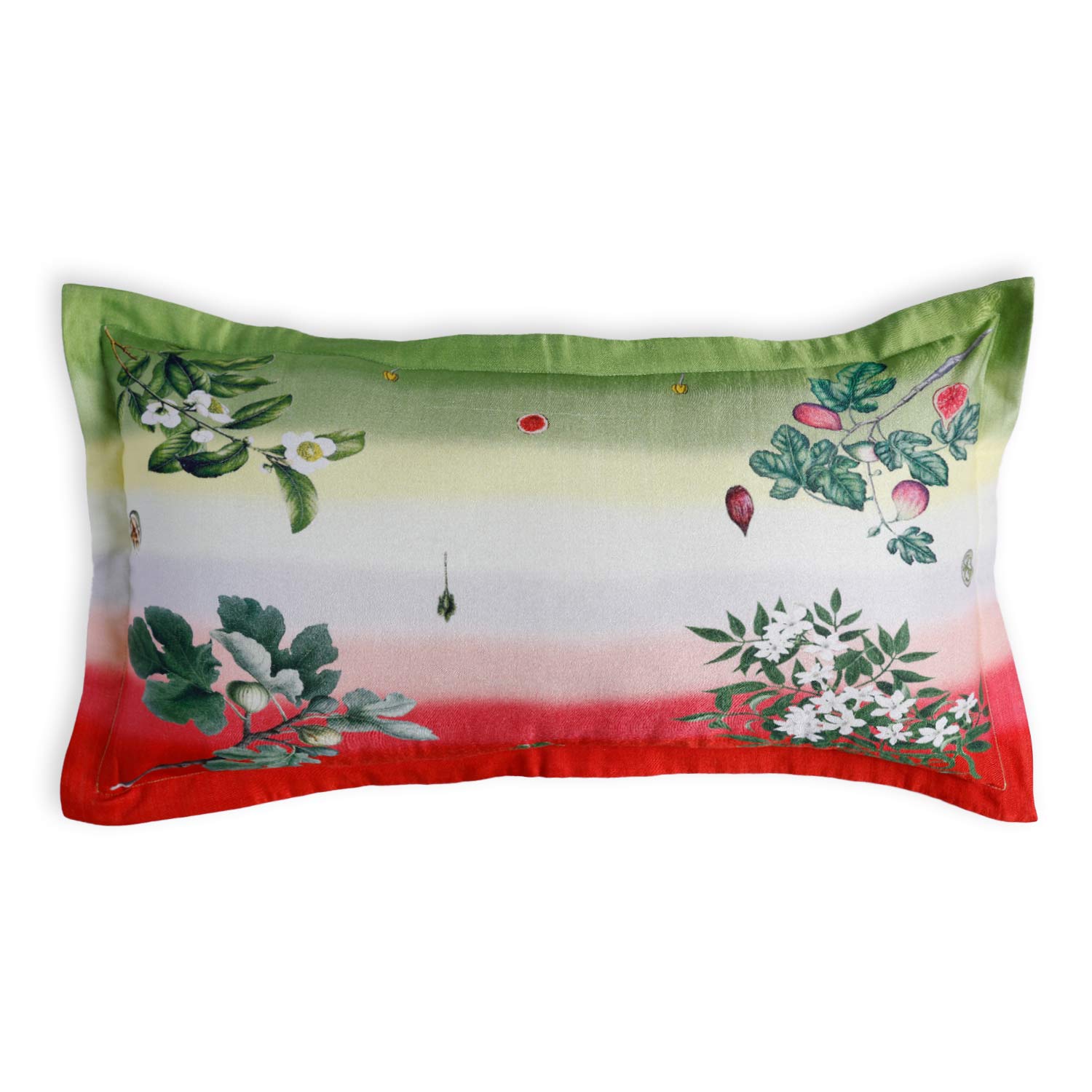 Wildflora Digital Printed Woollen And Silk Lumbar Cushion By Mariella Ienna