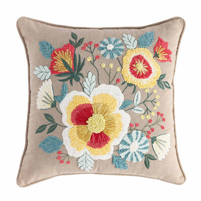Posaria Embroidered Cotton Cushion