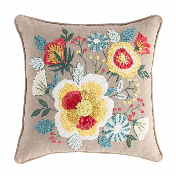 Posaria Embroidered Cotton Cushion