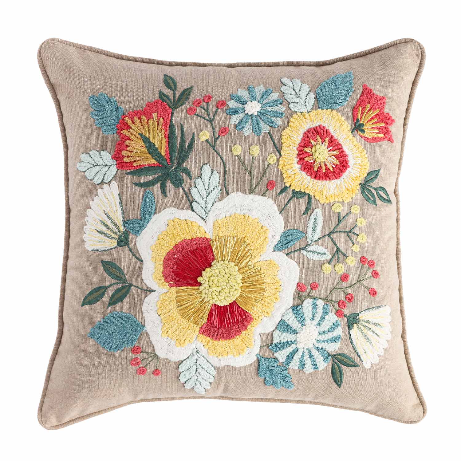 Meadowelle Embroidered Cotton Cushion