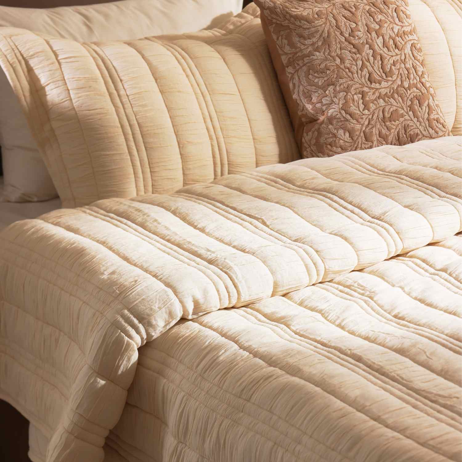 Voile Hand-Ruched Pleated Cotton Bed Cover Set