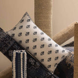 Leaflet Handloom Jacquard Block Printed Lumbar Cushion Cover