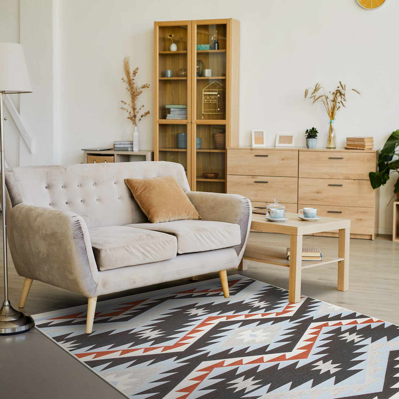 Mountain Recycled Cotton Printed Reversible Kilim