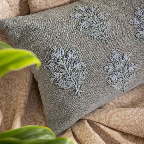 Sapling Cotton Embroidered Cushion Cover