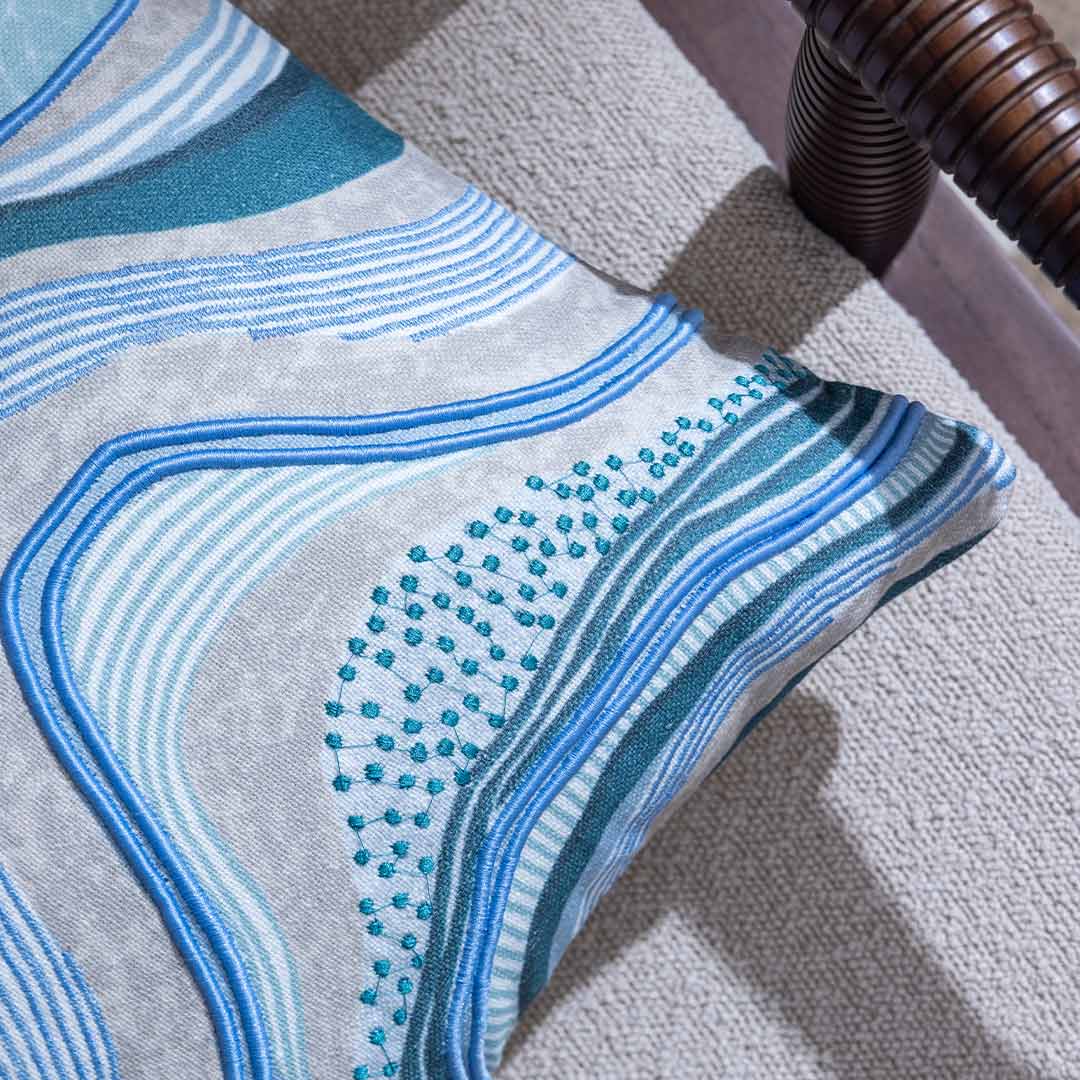 Waves and Whorls Digital Printed Cotton Cushion Cover