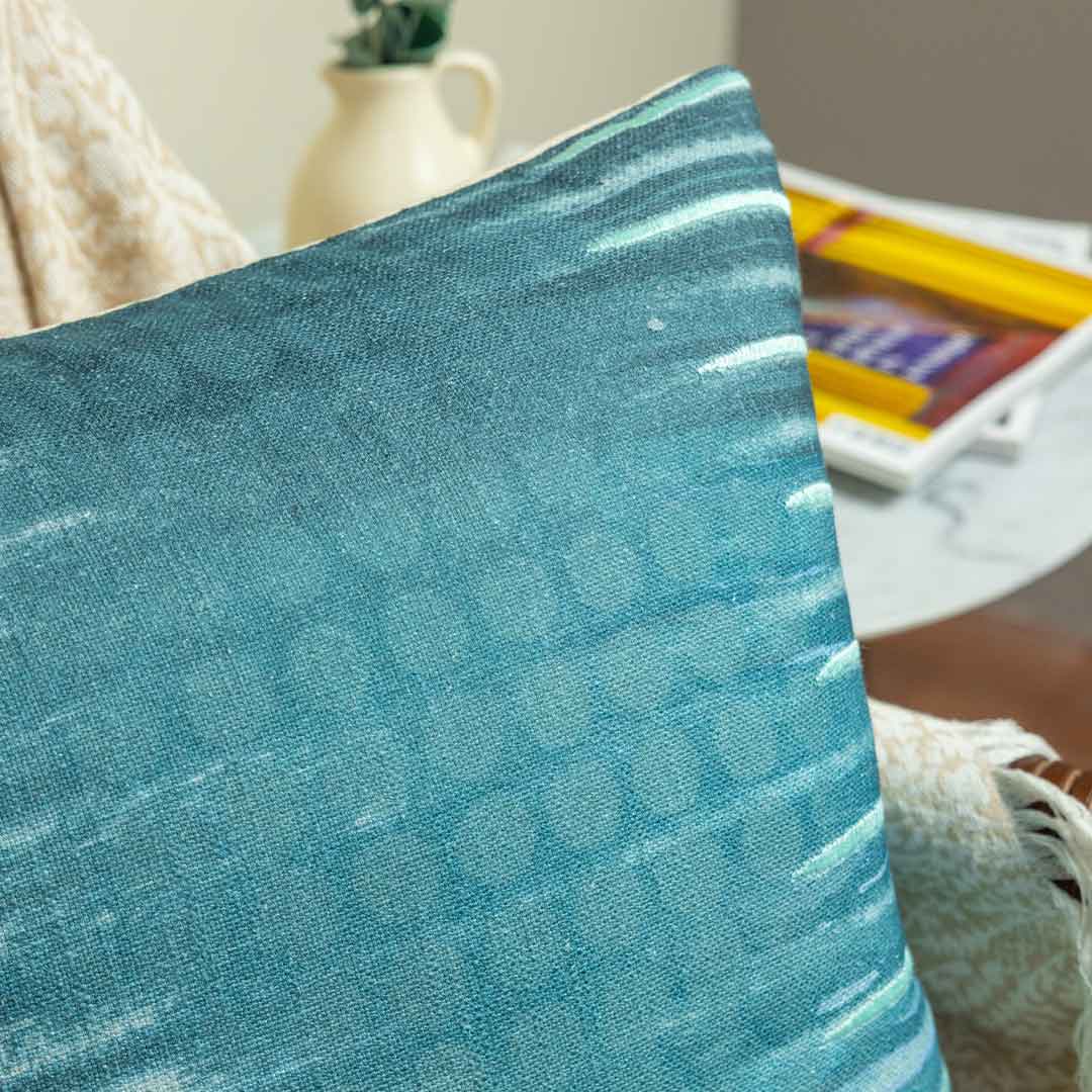 Cerulean whsiper Digital Printed Cotton Cushion Cover