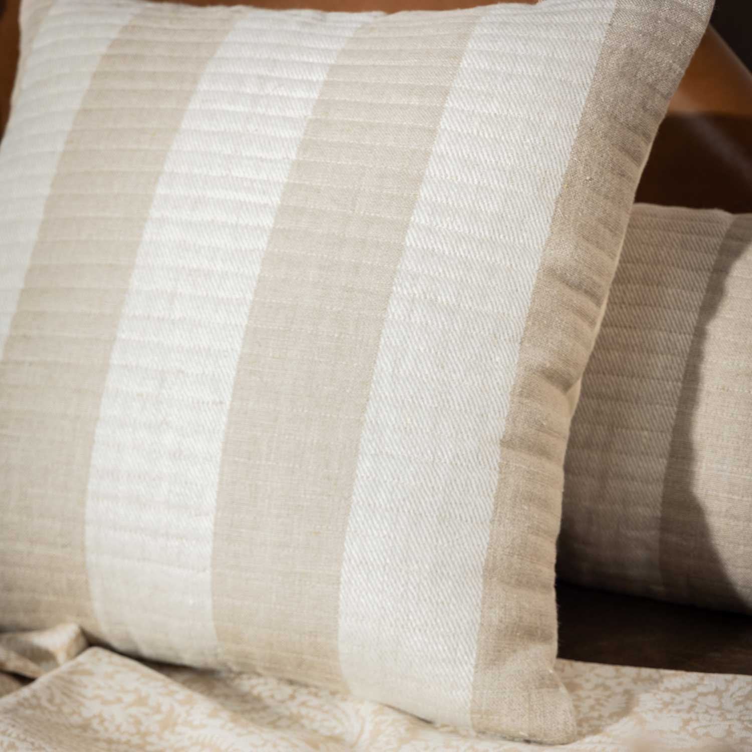 Linen Handloomed Quilted Cotena Cushion Cover