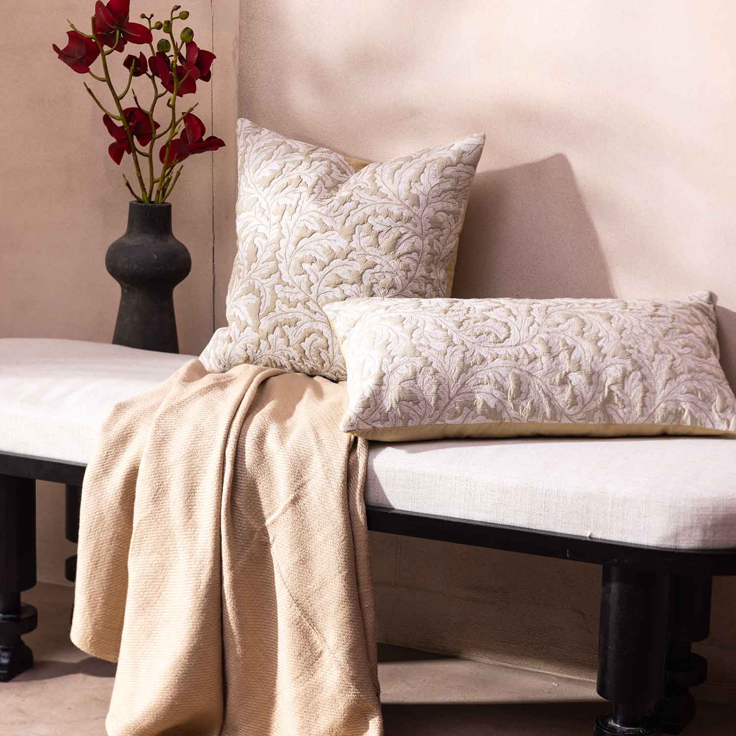 Cotton Handblock Printed And Quilted Vastira Cushion Cover