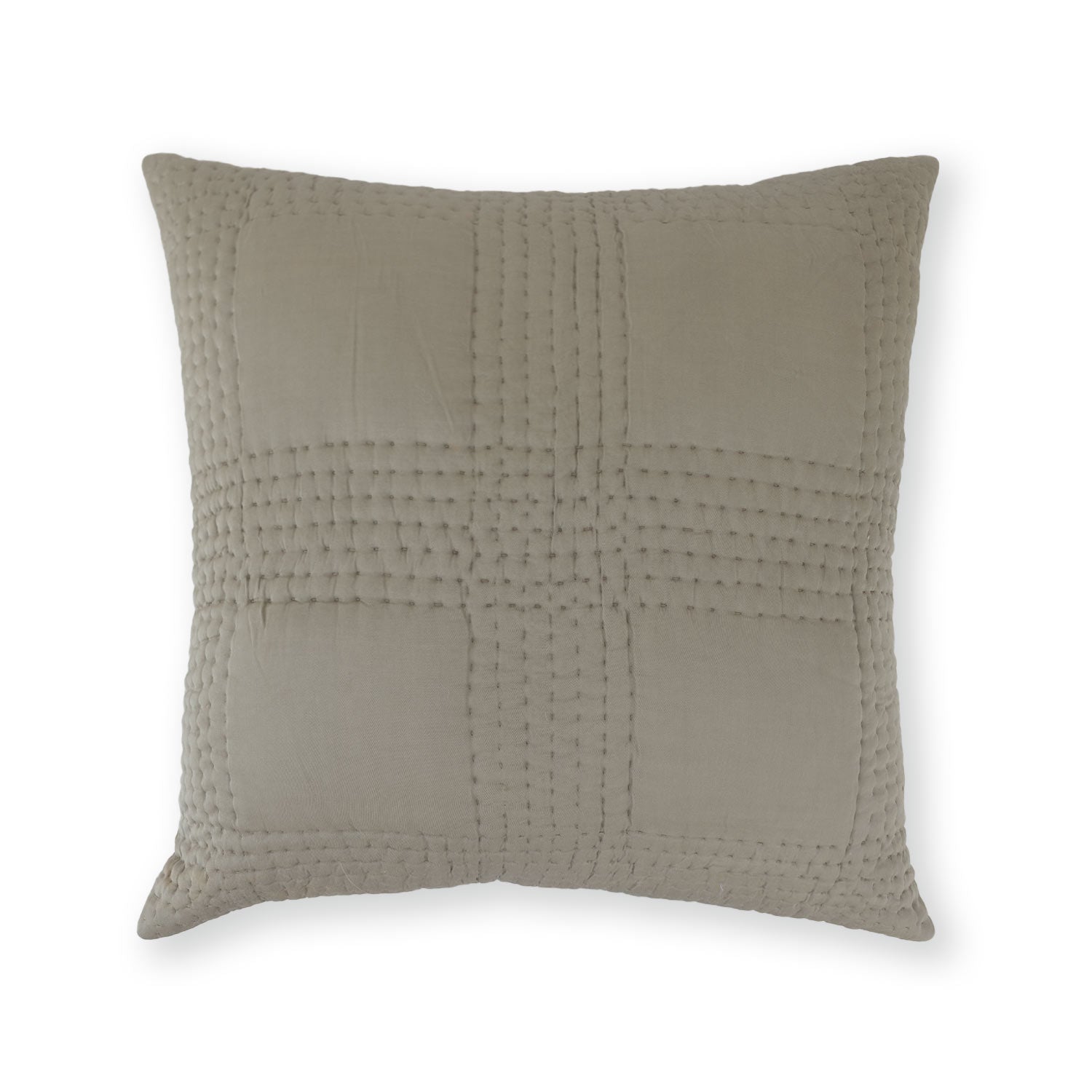 Handquilted Vegan Silk Quadra Cushion Cover