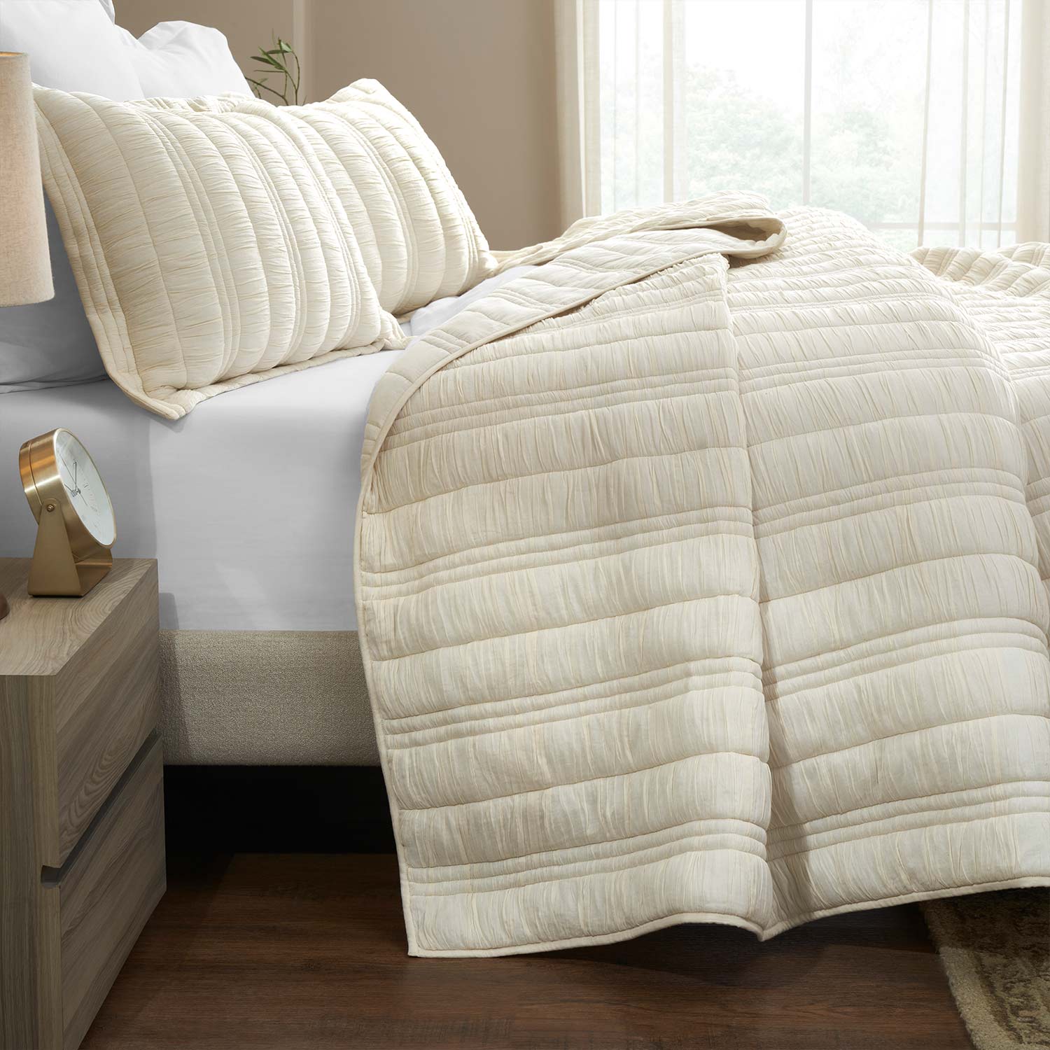 Voile Hand-Ruched Pleated Cotton Bed Cover Set