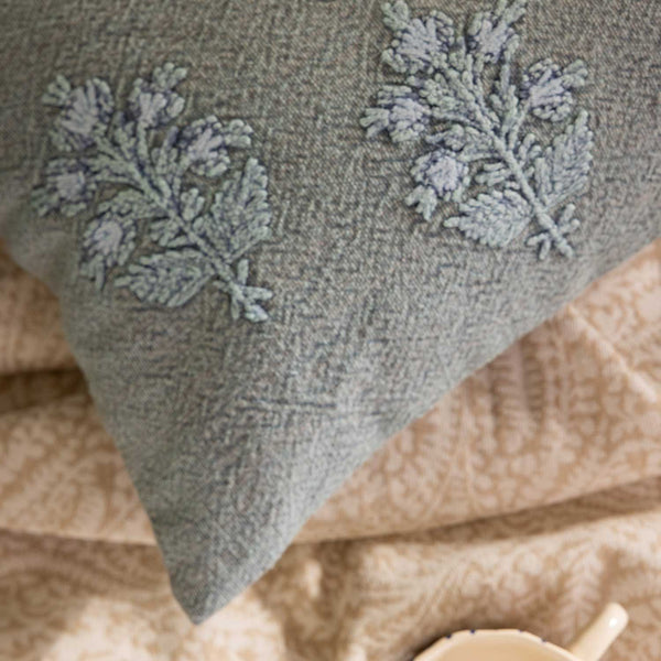 Sapling Cotton Embroidered Cushion Cover