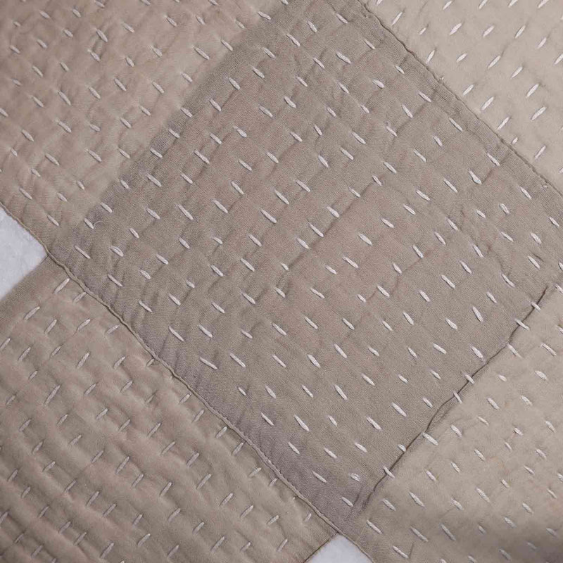 Quilted Cushion Cover With Kantha Stitch Patchwork By Abhram and Thakore