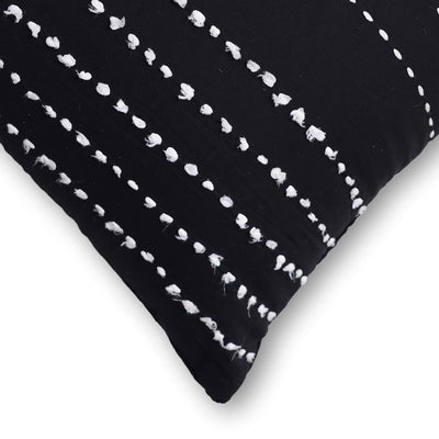 Black Twinkle Kantha Rag Stitch Cushion Cover By Abraham and Thakore
