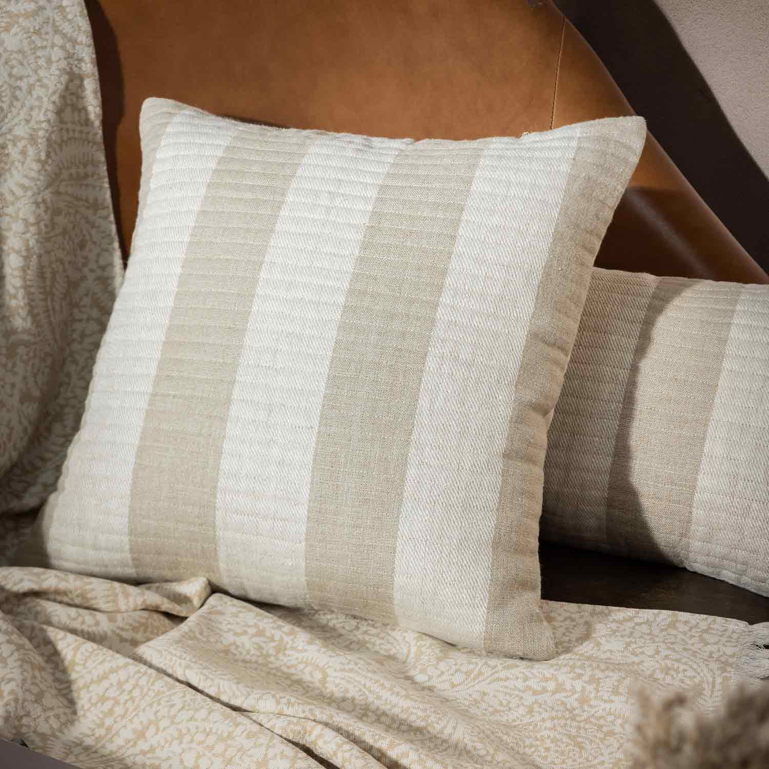 Linen Handloomed Quilted Cotena Cushion Cover