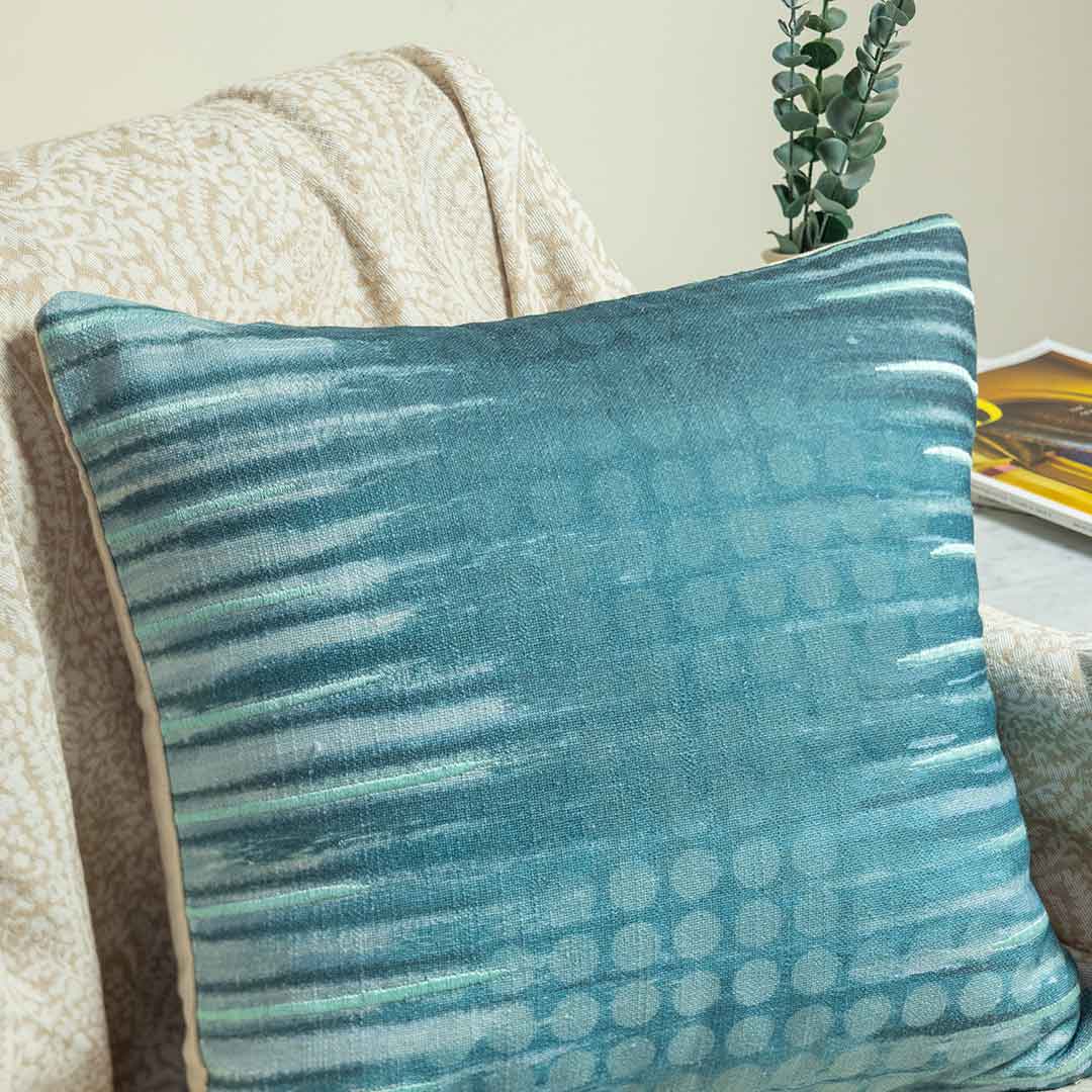 Cerulean whsiper Digital Printed Cotton Cushion Cover