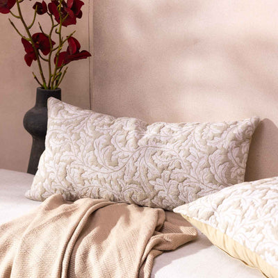 Vastira Cotton Handblock Printed and Quilted Lumbar Cushion Cover