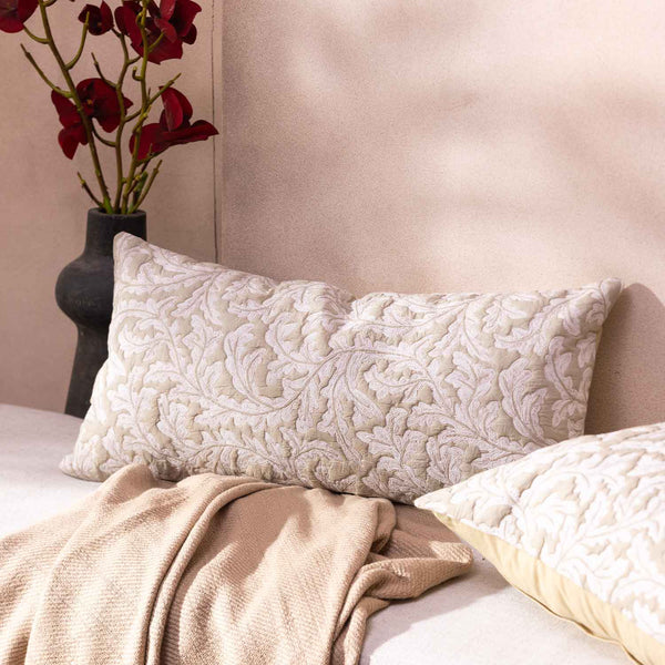 Vastira Cotton Handblock Printed and Quilted Lumbar Cushion Cover