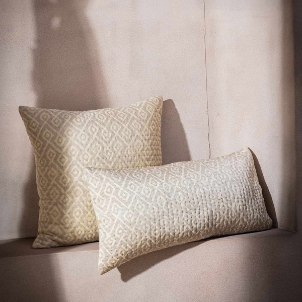 Zia Cotton Dabu Printed and Quilted Cushion Cover