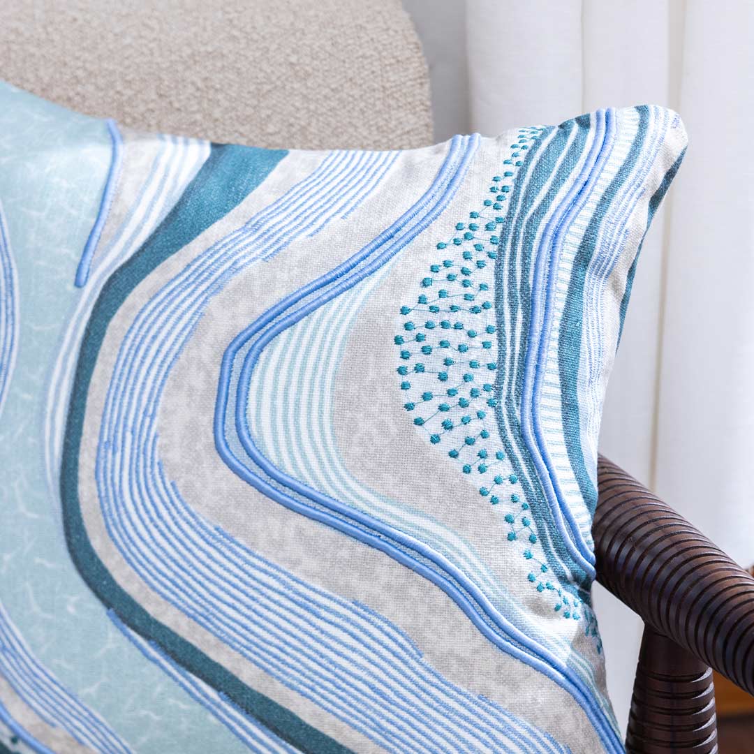 Waves and Whorls Digital Printed Cotton Cushion Cover