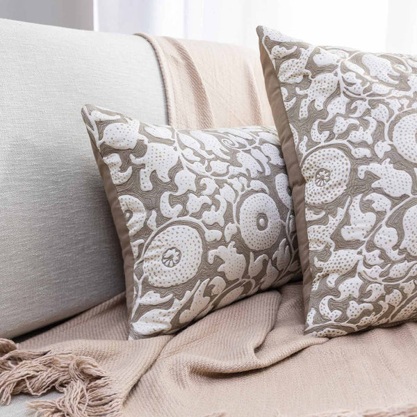 Florify Cotton Handblock Printed and Quilted Cushion Cover