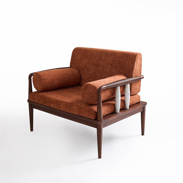 Marmoris Teak Single Seater Sofa with Marble Piers