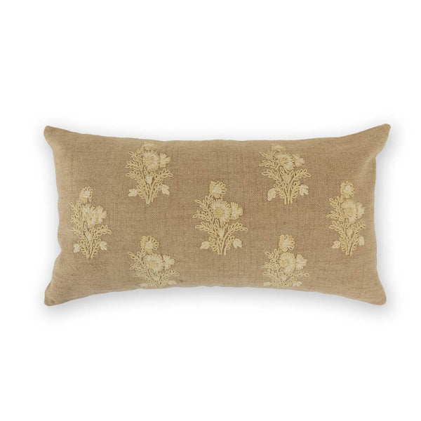 Chaturra Cotton Embroidered Lumbar Cushion Cover